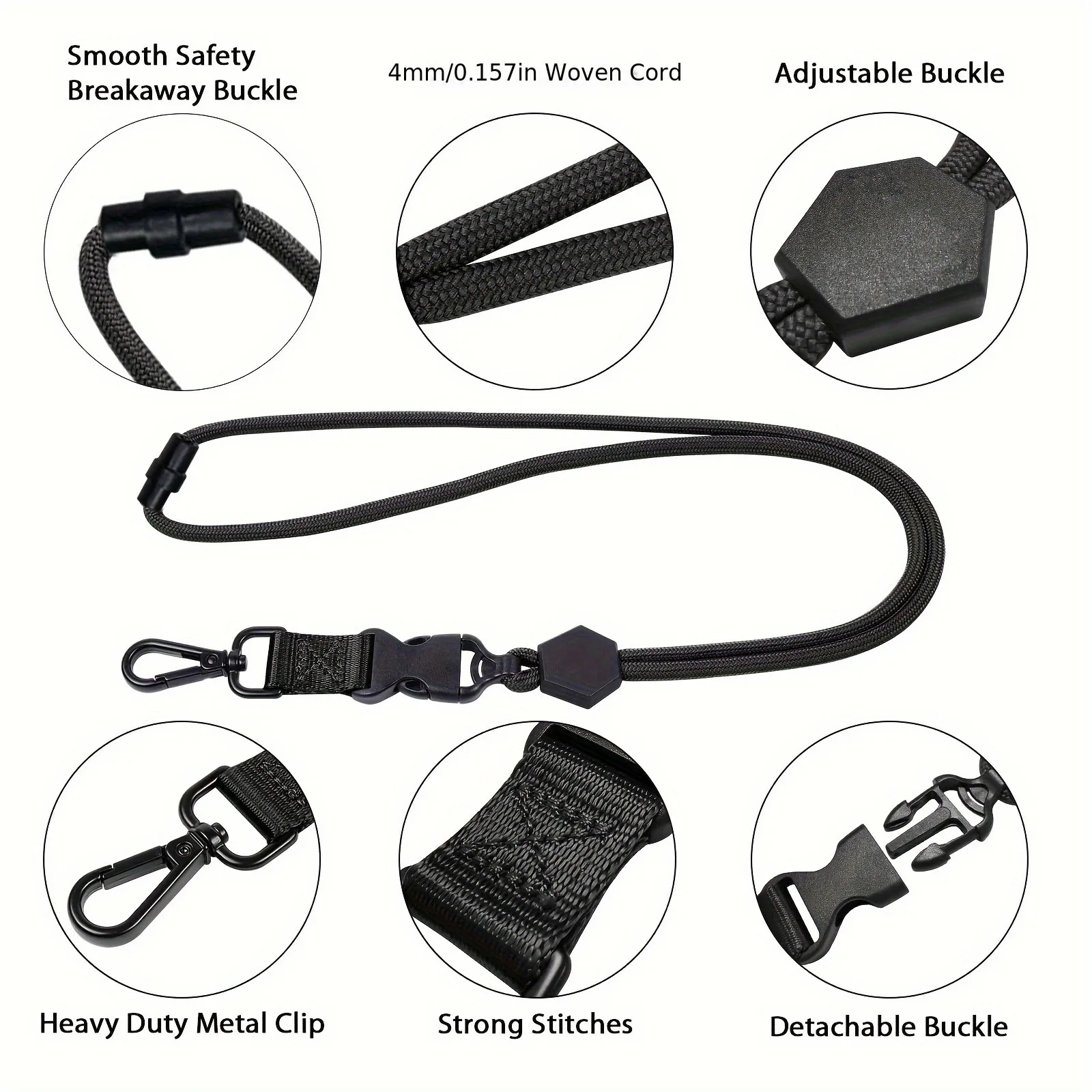 Removable Badge Reel Holder Keychain Hanging Quick‑Release Neck Strap Lanyard Heavy‑Duty Tactical Id Name Card Holder