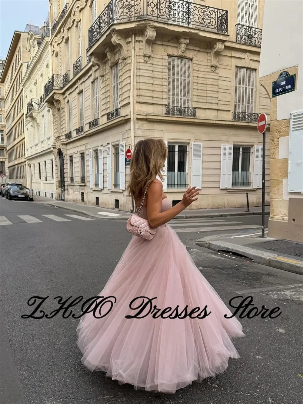 ZHIO Colletto a cuore Morbido tulle Abito da ballo Abito da sera A-Line Forma Abito da festa Elegante abito da sposa formale Abiti da sposa