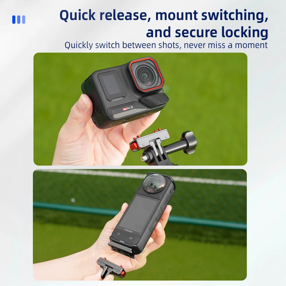 Flymile Metall-Schnellwechselhalterung für Insta360 X6/X5/Ace Pro 2 Kamera Magnetische Basis Erweiterungshalterung Adapter Zubehör – Detail 6