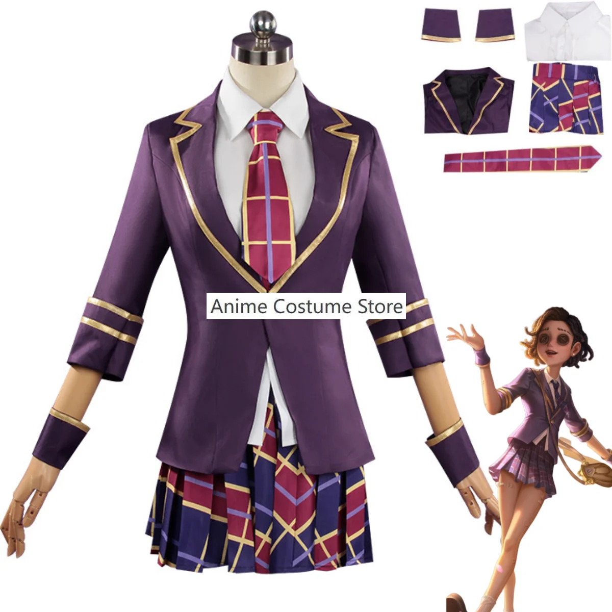 

Game Identity Ⅴ Margaretha Zelle Cosplay Costume Female Dancer Ivory Tower Purple JK Uniform Coat Woman Lovely Halloween Suit