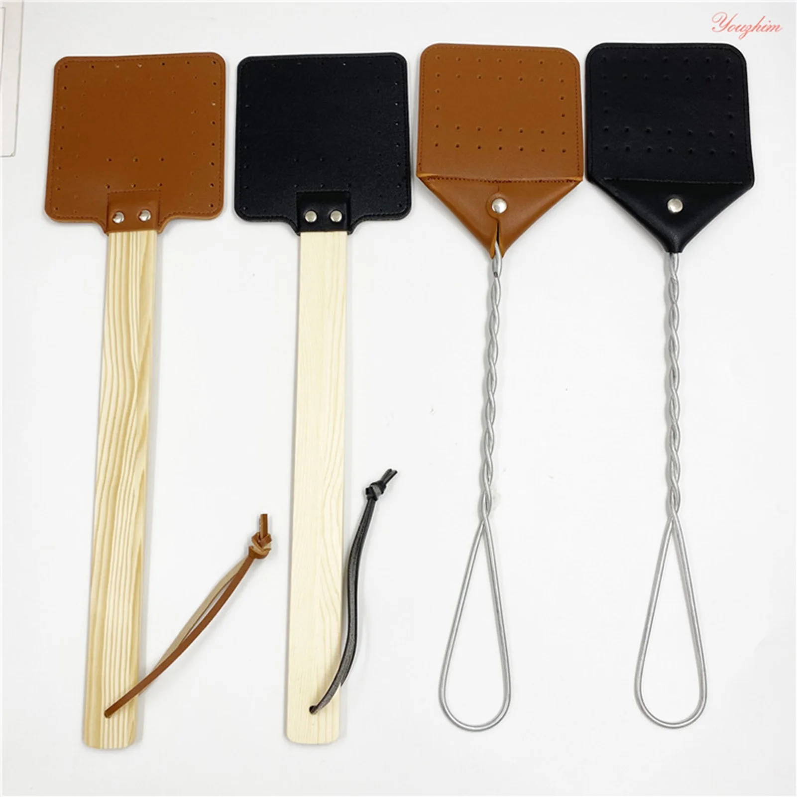 

Mosquito Swatter Long Handle Flyswatter Flapper Insect Killer Fly Swatter Zapper Premium Faux Leather Fly Swatters Fly Repellent