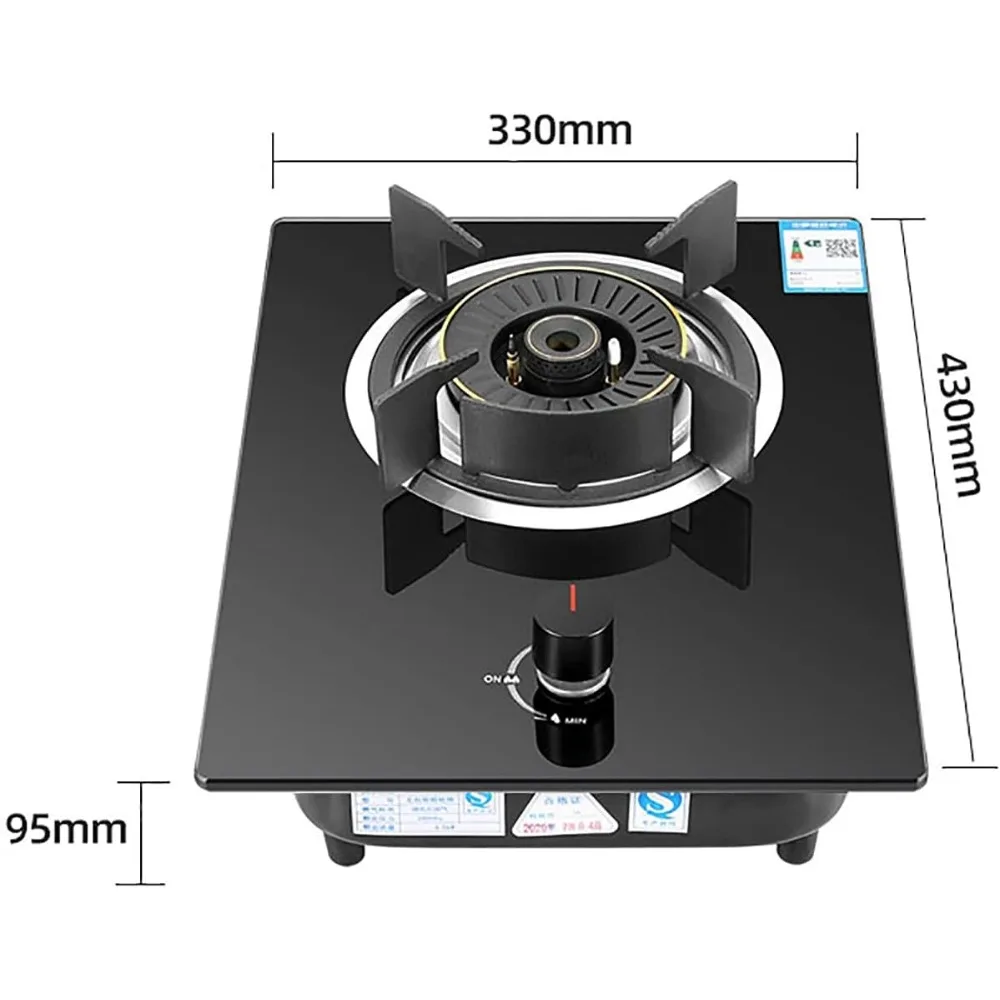 Gas cooktop Desktop Burners Hob Built-in Stove| Campervan |4.8KW Black Tempered Glass Cooktop For NG/LPG|Flame Failure Protectio