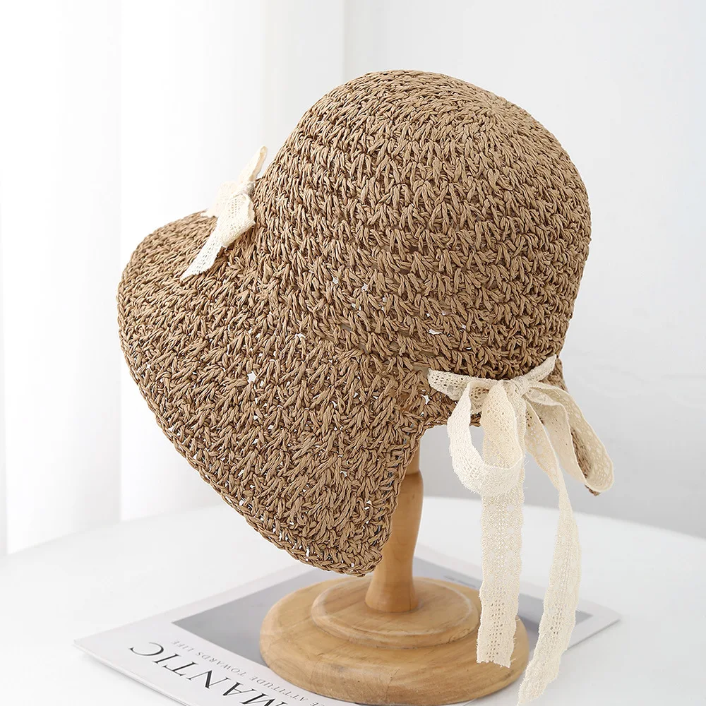 قبعة دلو نسائية قبعات الربيع والصيف للنساء مع القوس في الهواء الطلق قبعة الشمس الإناث شاطئ البحر عطلة قبعة الشمس قابلة للطي