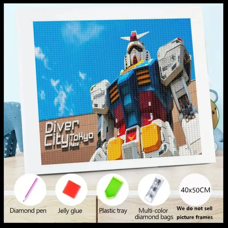 1 шт., большой 5D полный дрель, набор для алмазной живописи с культовой статуей Gundam в Дайвер-Сити Токио Плаза, DIY Кристалл, драгоценный камень, картина 1 шт., большой 5D полный дрель, набор для алмазной живописи с культовой статуей Gundam в Дайвер-Сити Токио Плаза, DIY Кристалл, драгоценный камень, картина