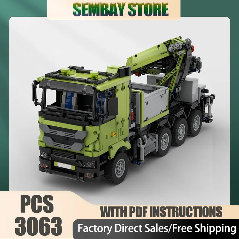 

Engineering Vehicle Moc Building Bricks Modular F1650 Truck Crane 2.0 Technology Blocks Christmas DIY Toy Construction Gifts