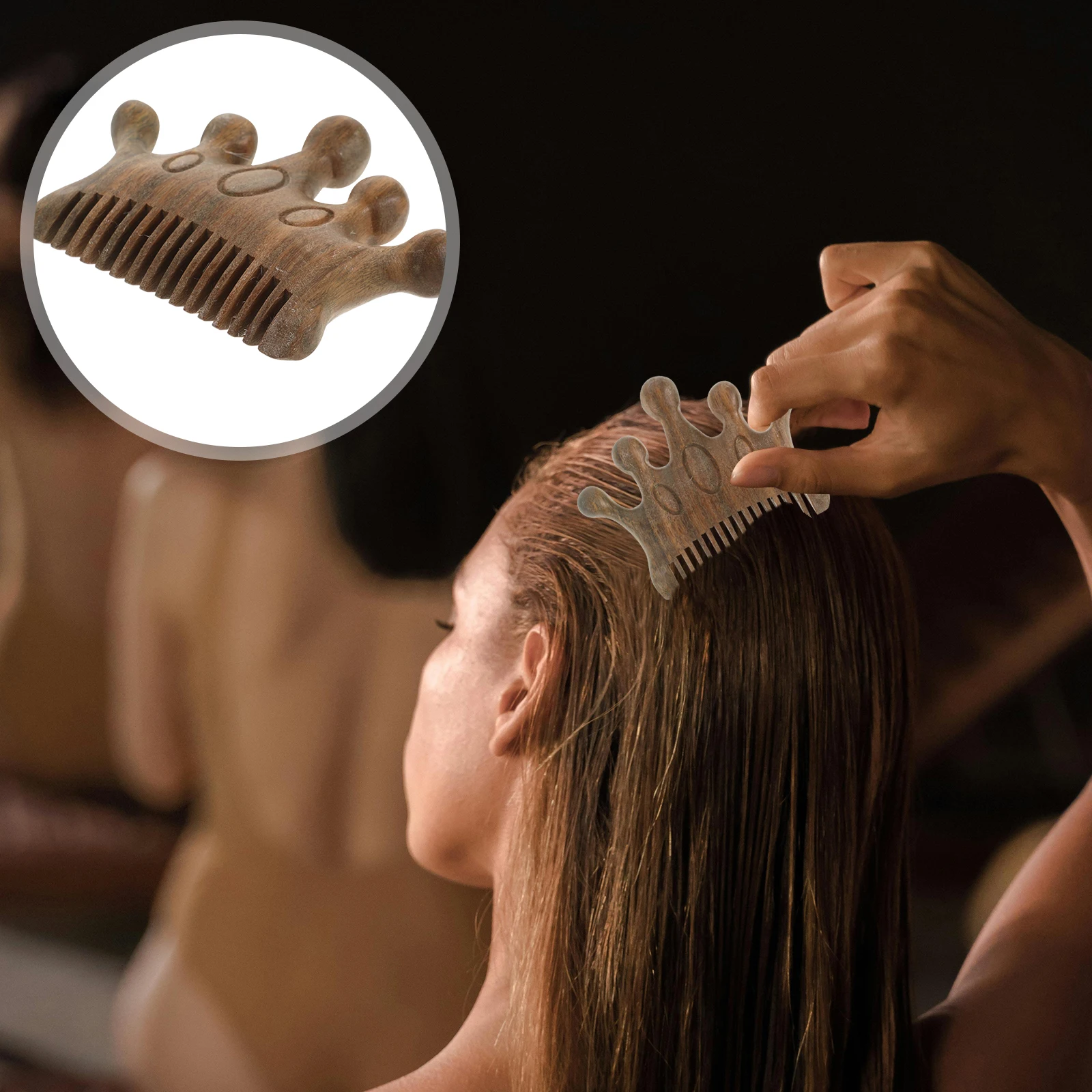 

Зеленый сандал, натуральный деревянный массажер для кожи головы, мини-деревянная расческа для волос, распутыватель для путешествий, домашнего использования, расческа для кожи головы, деревянная