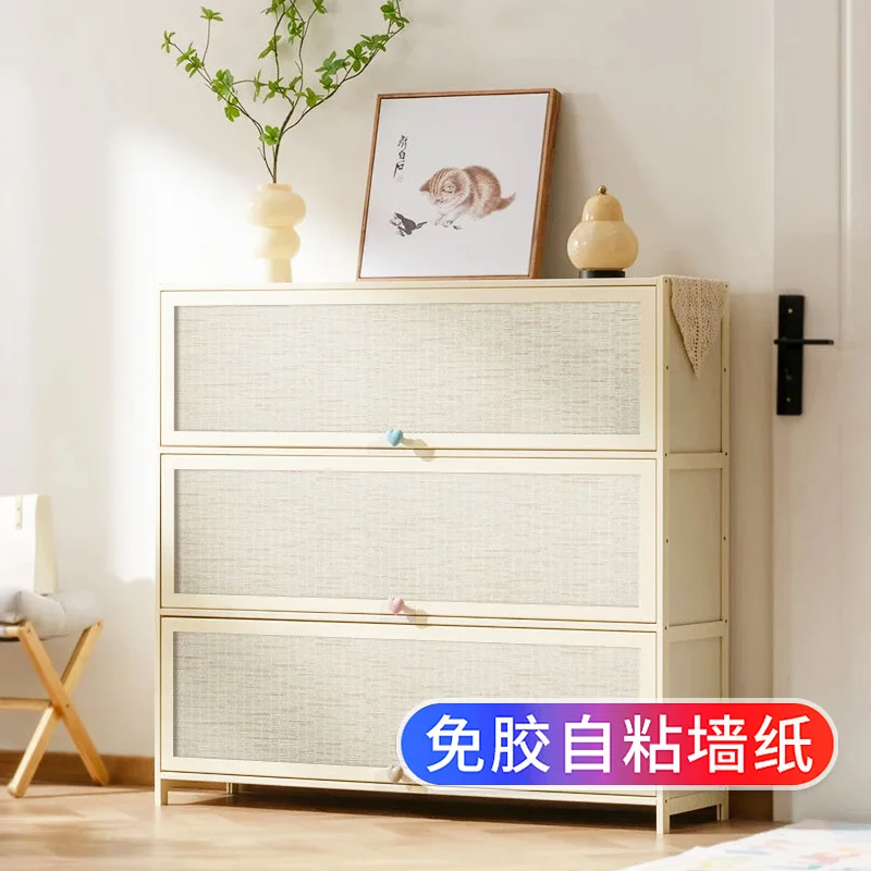 ورق حائط ذاتي اللصق من الخوص لأبواب الخزانة، خزانة الأثاث، خزانة الأحذية، إعادة تشكيل المطبخ، إخفاء العيوب، اللون #5