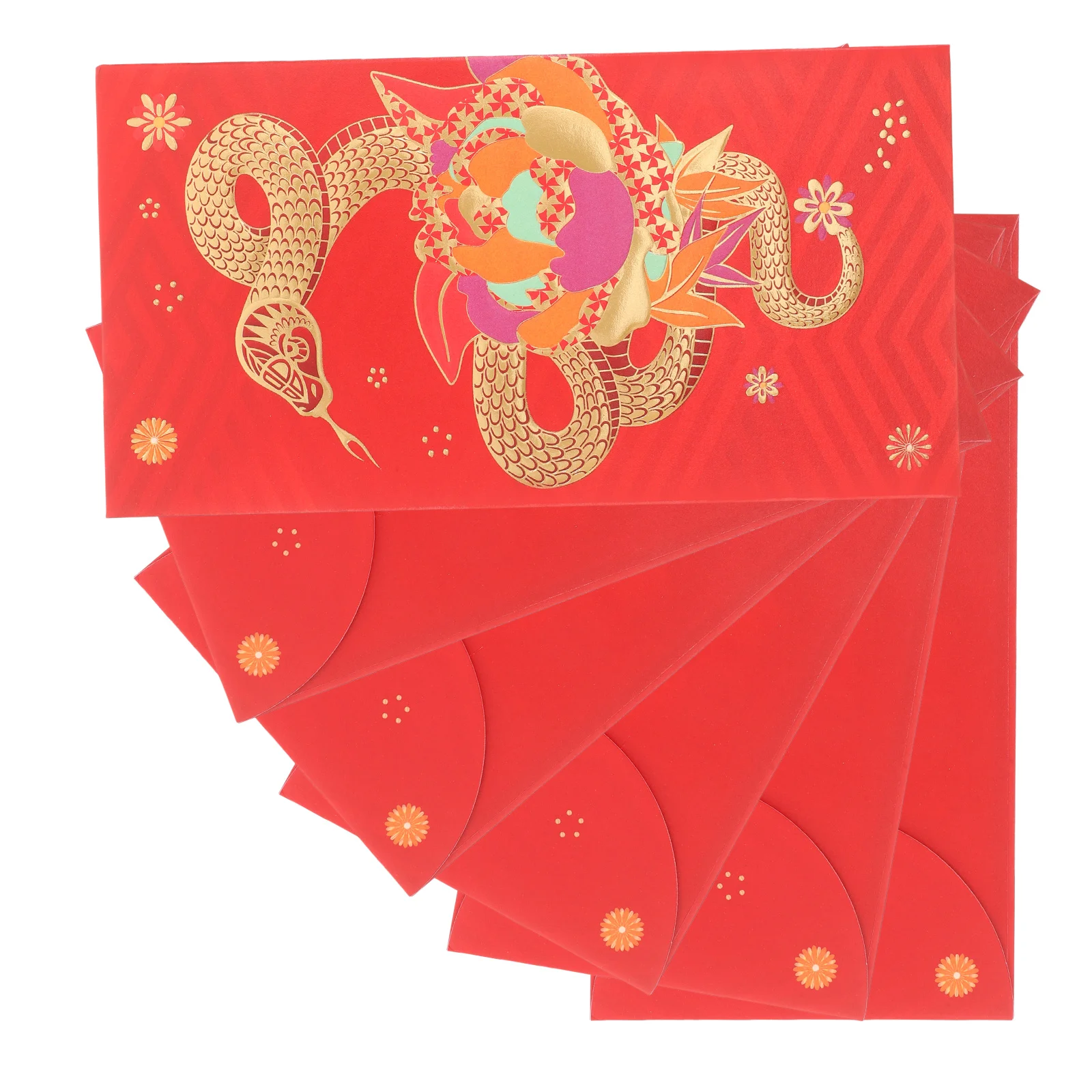 

6Pcs Hot Stamping Red Envelope Bags Lucky Money Pockets Vibrant Colors Year of the Snake Envelopes Secure Closure for Gifting