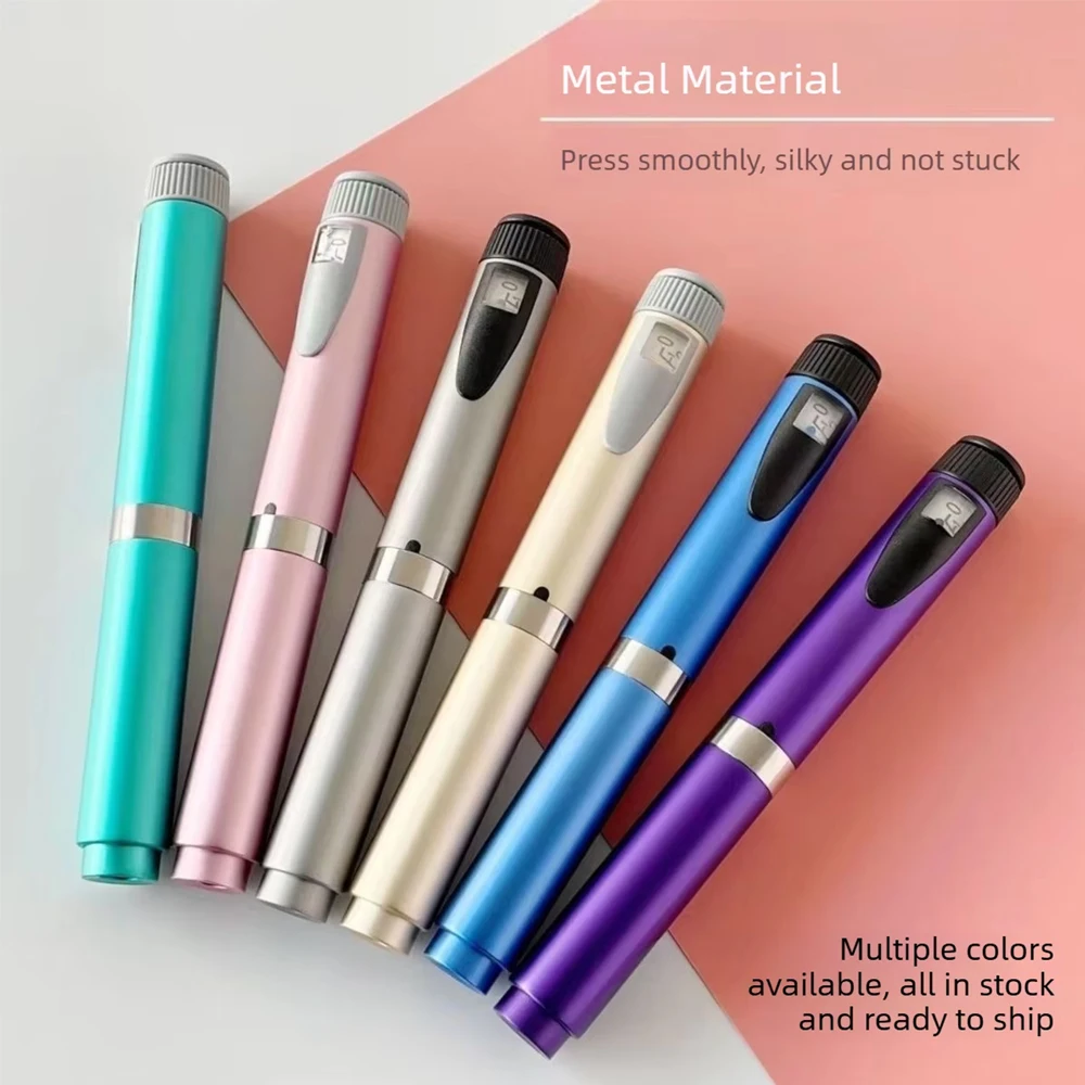 V2 Reusable Metal Injection Pen Adjustable 60IU Dose Injector Durable 3ml Cartridge Compatible Syringe Pen for Insulin Injection