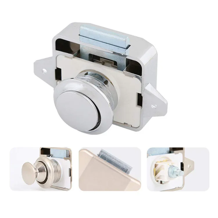 26mm RV Push Lock Cabinet Drawer Latch Button Lock Camper Car Caravan Boat Motorhome Furniture Hardware