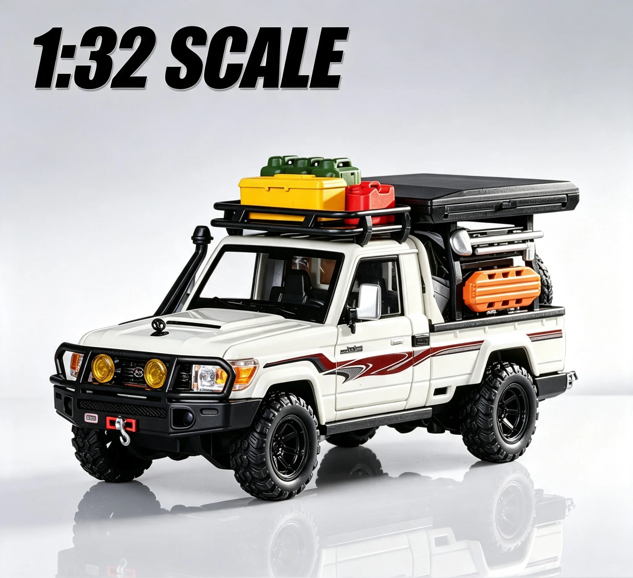 Legierungsmodell aus Metallguss im Maßstab 1:32, TOYOTA LAND CRUISER LC79, simulierter Sound und Licht, Geschenkverpackung, Jungenspielzeug, Ornamente