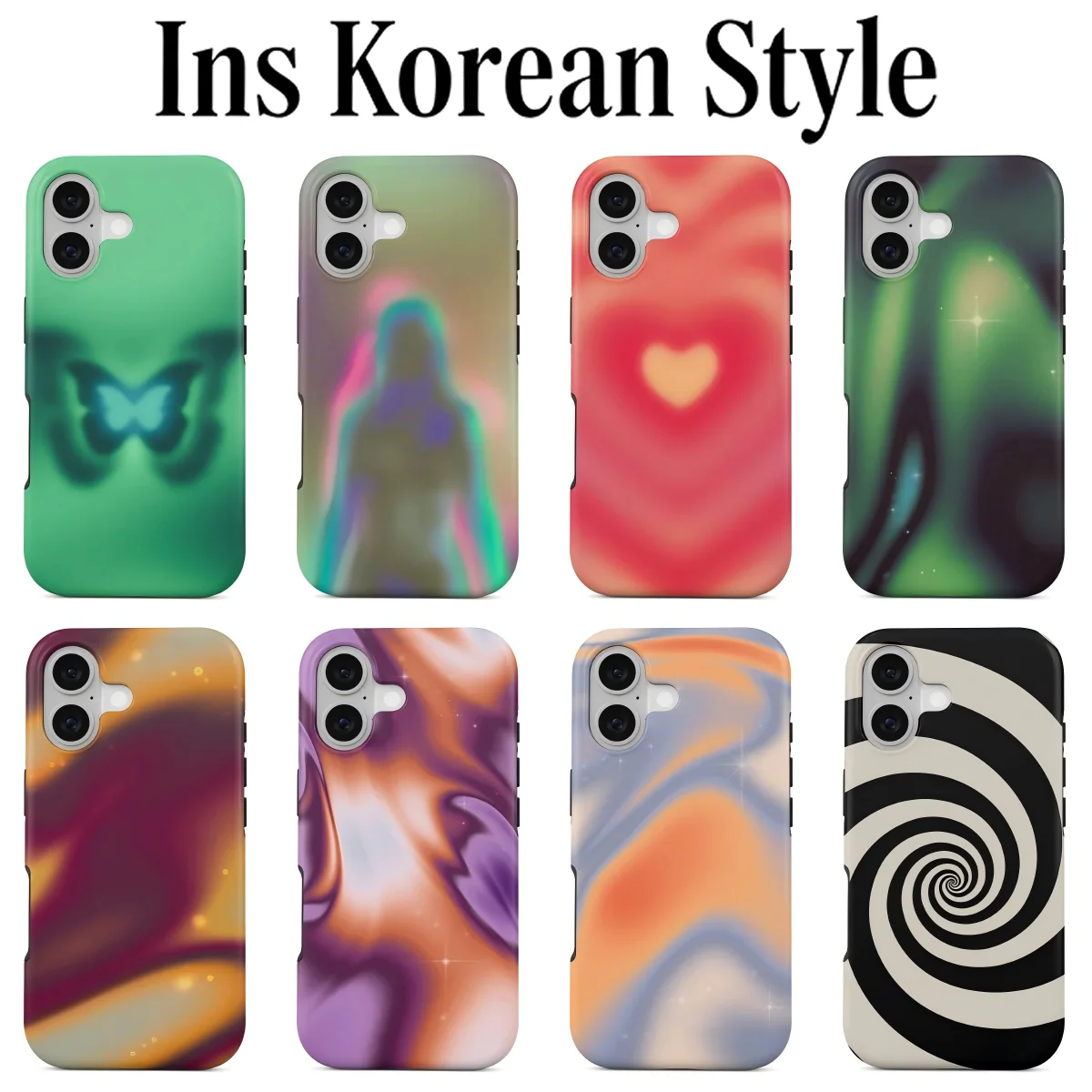Роскошный чехол Clmj Korean Blur Silhouette для iPhone 17, 17e, 16, 15, 14, 13, 12, 11, X, XS, Air, Pro, Max, Plus, двухслойная задняя крышка
