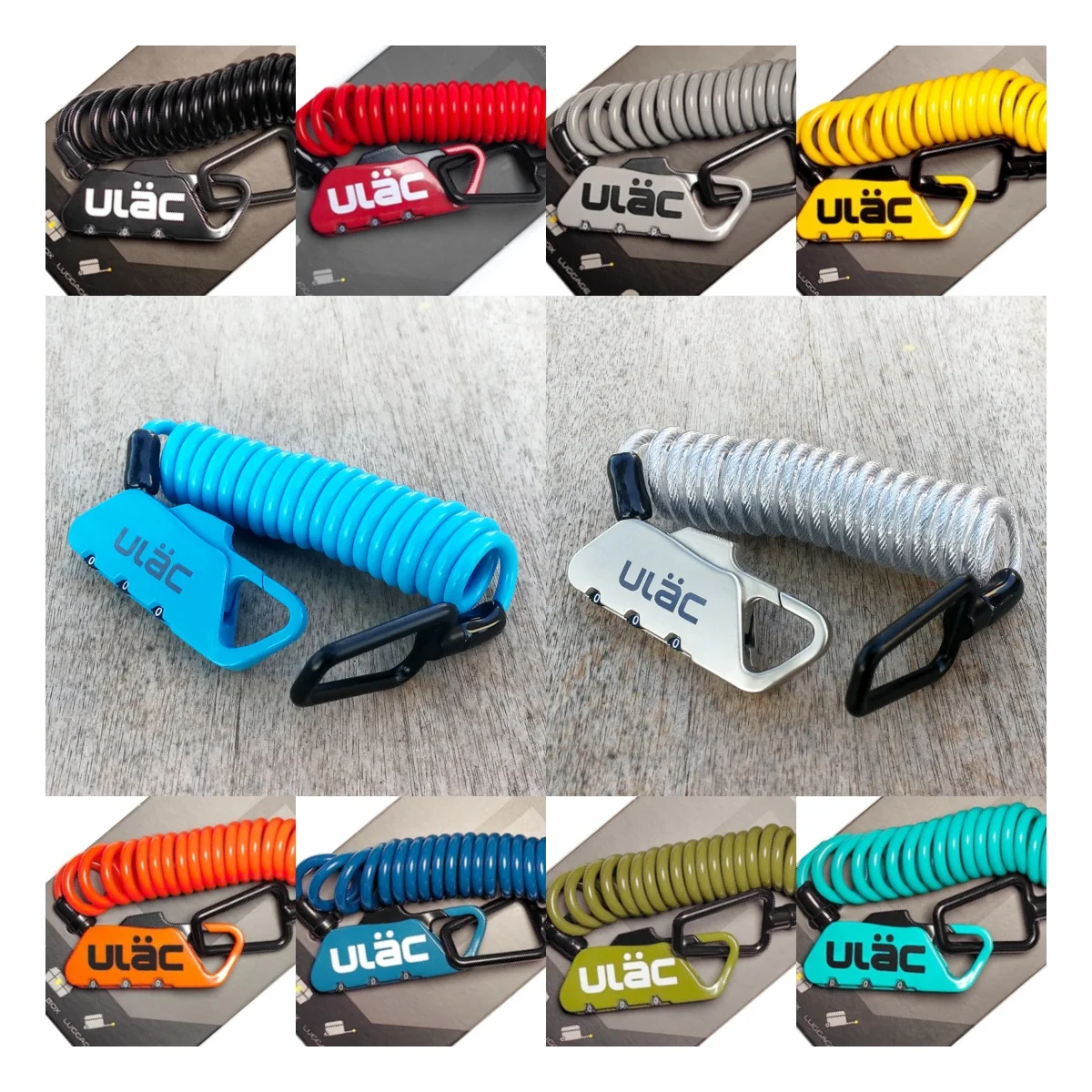 ULAC K2S Bike Helmet Lock, 120cm Retractable Steel Cable, 4-Digit Resettable Combination Anti-Theft Lock for Travel Luggage