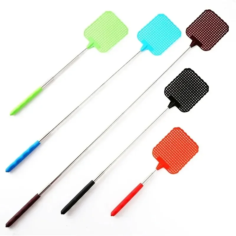 1pc Mini Retractable Plastic Fly Swatter; Stainless Steel Non-slip Handle; Summer Mosquito Swatter; Fly Killer For Home Garden. images - 6