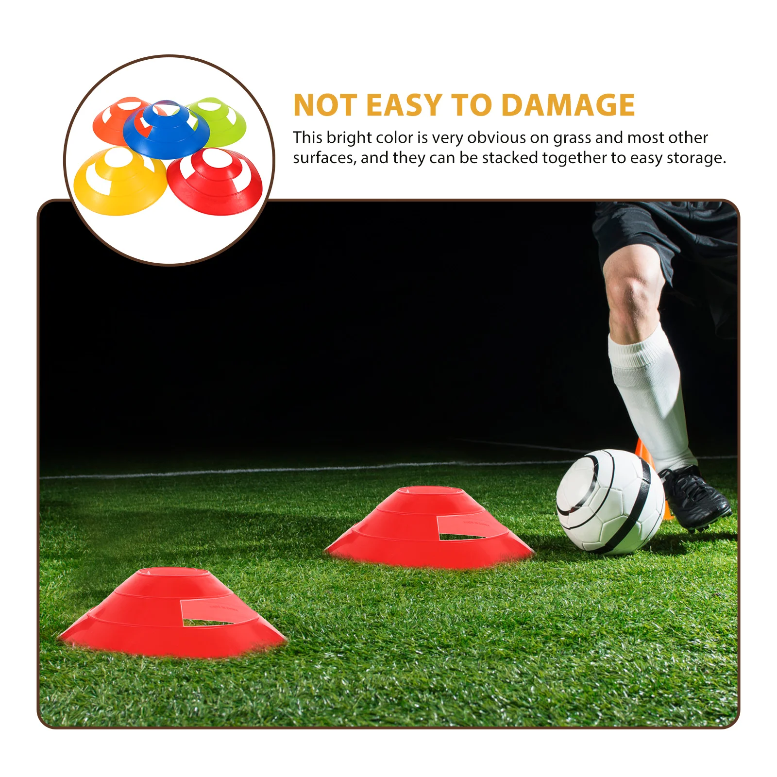 

25pcs Training Cone Marker Pads High Visibility Plastic Sports Cones For Soccer Football Practice Drills Roller Skating Exercise