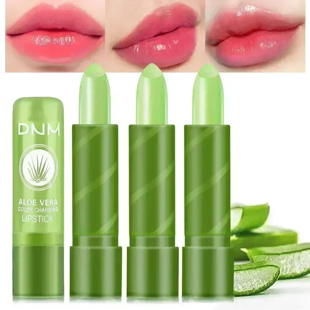 Dnm mudança de cor aloe vera bálsamo labial natural hidratar reparação lábios adequado maquiagem diária batom profissional à prova dwaterproof água 3.6g