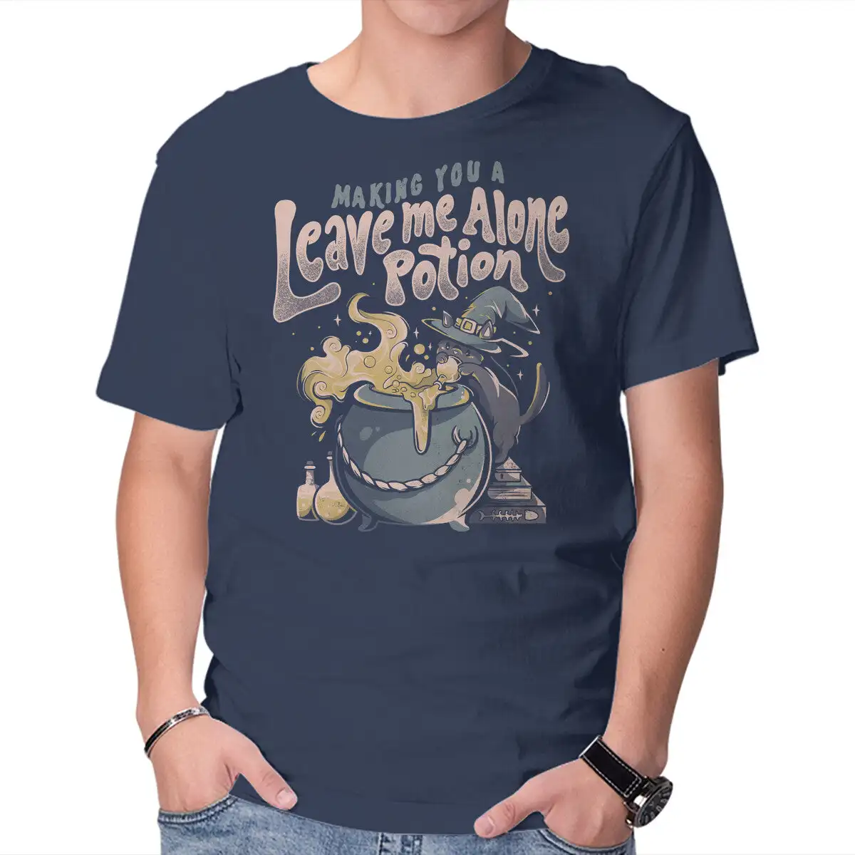 Leave Me Alone Potion Anime Graphic T-shirts for Men Clothing Women Short Sleeve Tees Vintage High Quality 100%Cotton