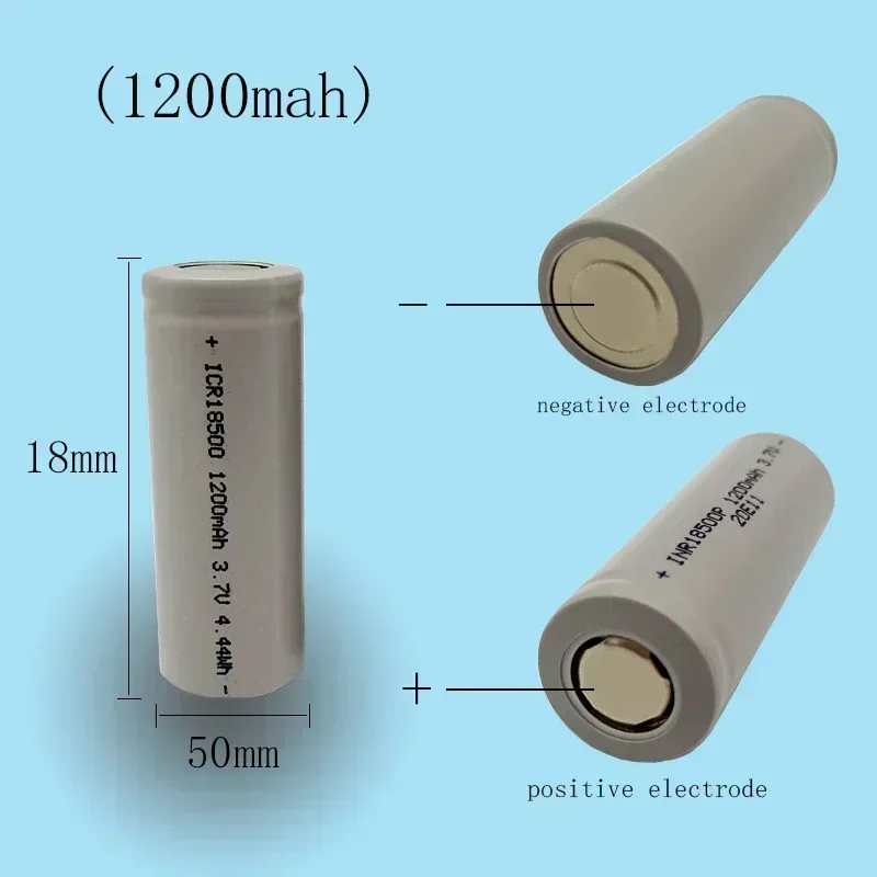 New 18500 battery 3.7V 1200mAh rechargeable lithium ion battery, For strong light flashlight anti-light special lithium battery