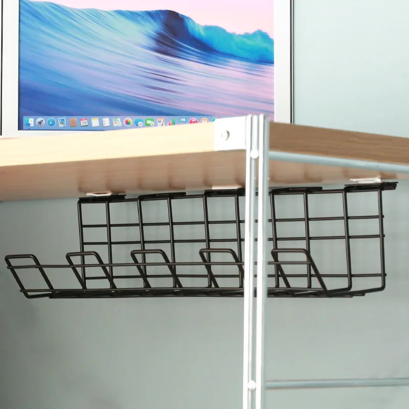 Under Desk Cable Management Tray with Screws Rack Cable Tray Basket for Home Kitchens Wire Management