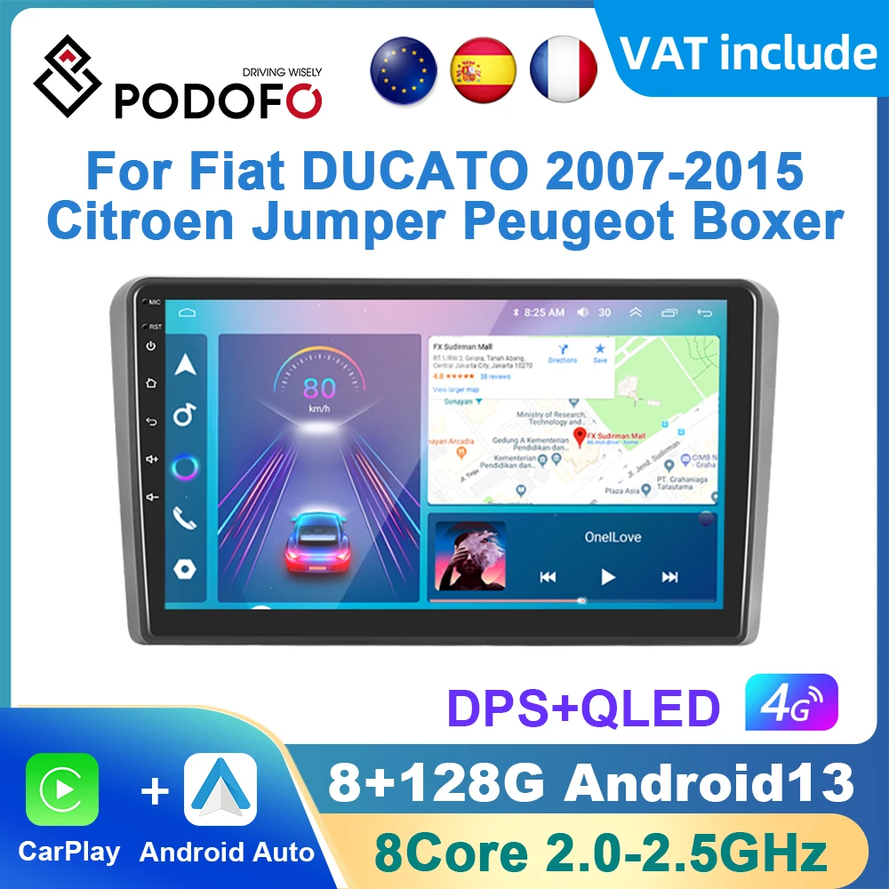 Podofo Android Carplay Car Radio For Fiat DUCATO2007-2015 Citroen Jumper Peugeot Boxer Android Auto Multimedia Player Navigation