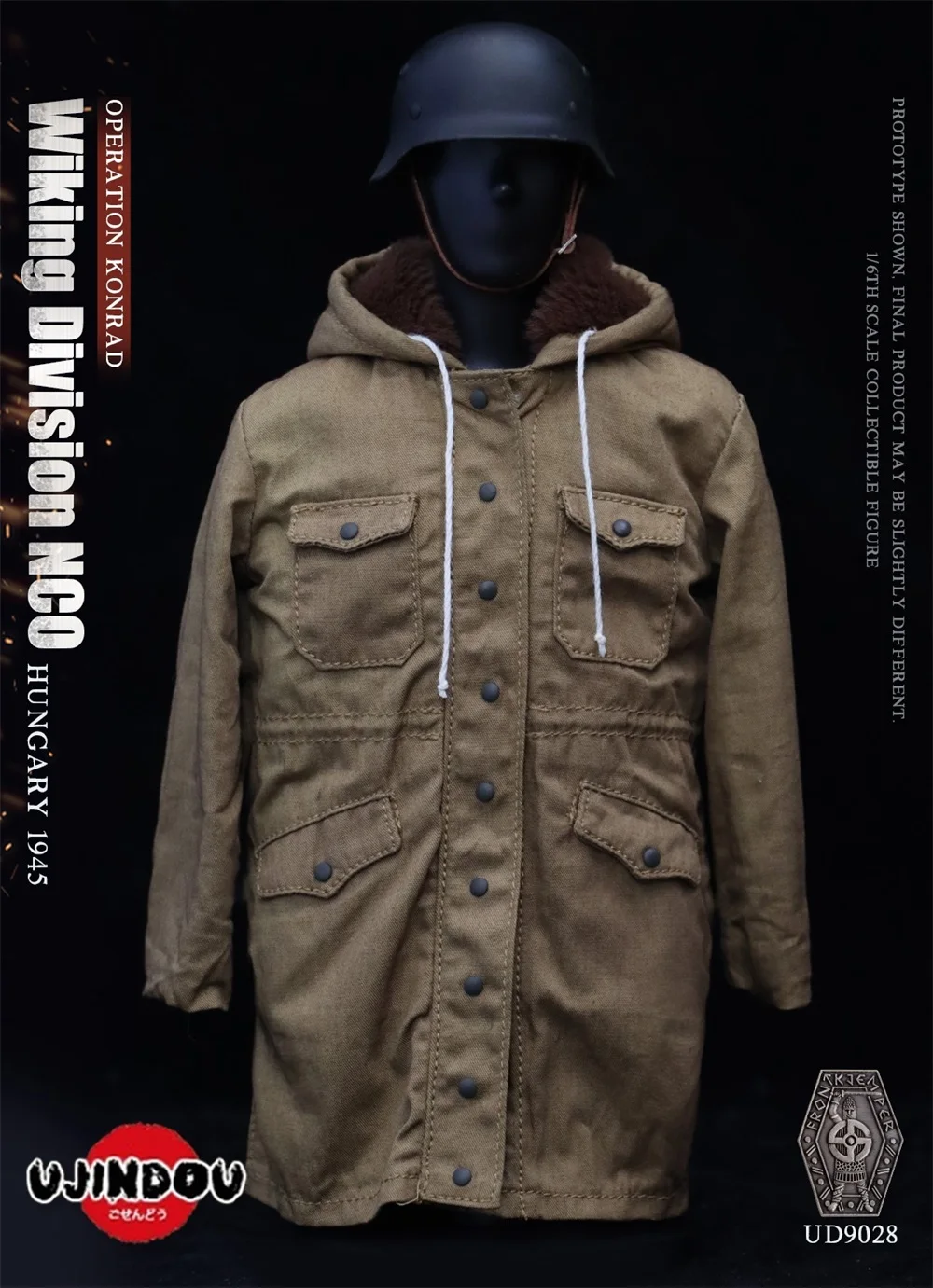 

1/6 UJINDOU UD9028 WWII Series Soldier Battle In Hungary 1945 Long Coat Overcoat Helmet For 12" Action Figure Collectable DIY