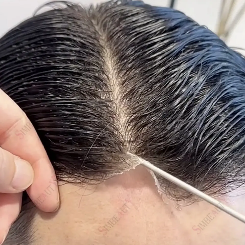 

0.02mm Super Thin Skin Base Man Toupee All V Loop Human Hair Unit 80Density Undetectable Men's Capillary Prosthesis Hair System