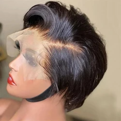 Straight Pixie Cut Wig Human Hair Wigs 13x6 Transparent Lace Short Bob Wig T Part Lace Wig Brazilian Human Hair For Women