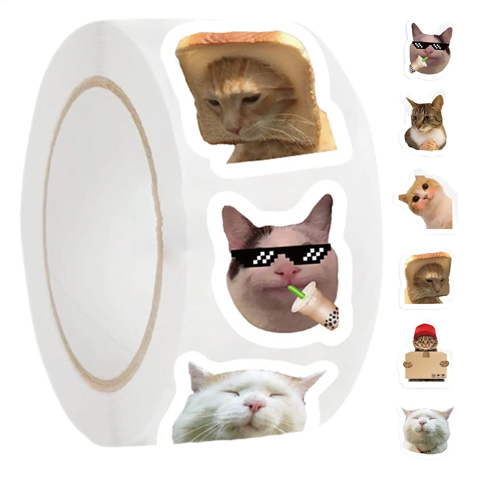 

Мультяшные наклейки с изображением кота, 500 шт./рулон, наклейки с изображением кота, милые водонепроницаемые наклейки в рулоне для семьи, Рождества, Хэллоуина, наклейки