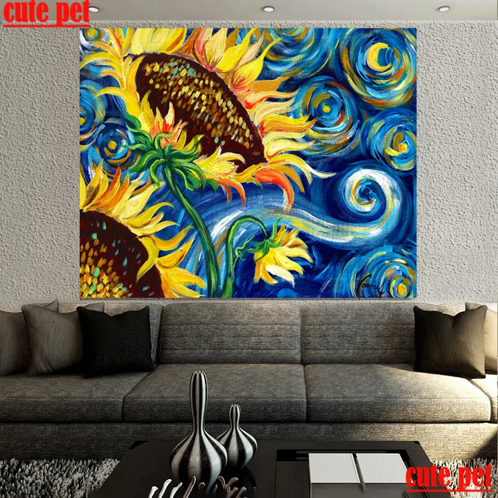 

Натюрморт Подсолнухи Ван Гог Diy Вышивка крестиком Алмазная картина Полная круглая Алмазная вышивка 5D Алмазная мозаика Квадратный алмаз