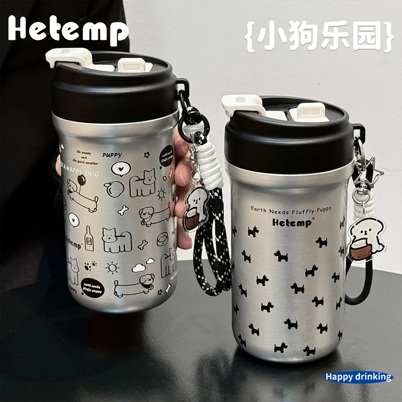 

New Arrival Dog Design Stainless Steel 316 Insulated Water Bottle Large Capacity Straw Cup For Office Workers And Students
