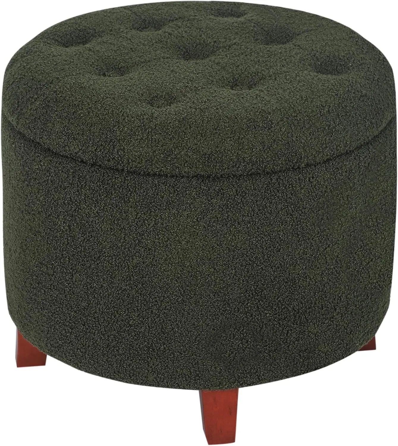 Modern Teddy Velvet Fabric Cushion Footstool with Removable Lid and Wooden Legs for Footrest, Couch, Livingroom, Bedroom