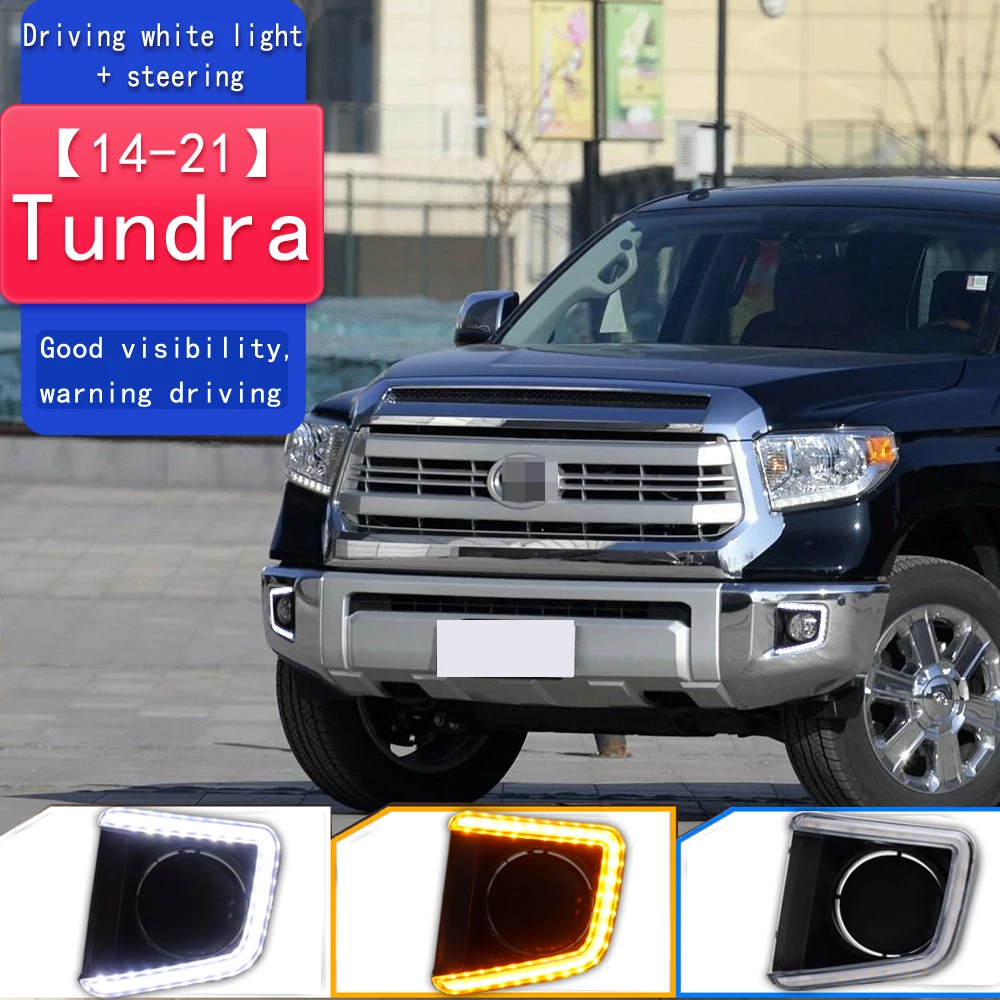 

2 шт. для Toyota Tundra 2014-2021 светодиодные дневные ходовые огни водонепроницаемый желтый указатель поворота бампер DRL противотуманные фары p