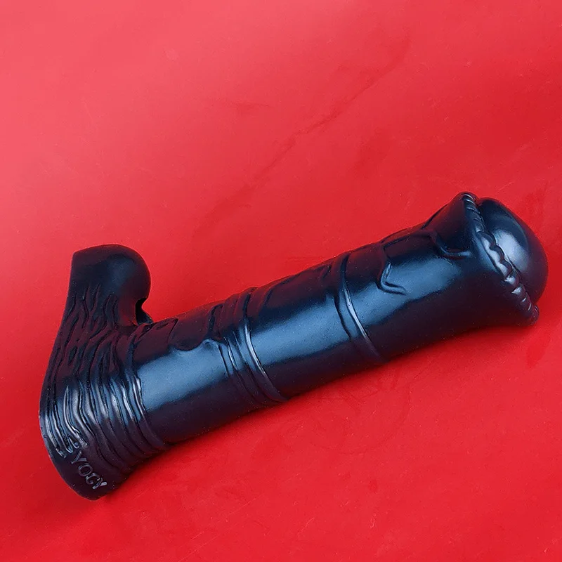 YOCY 2209 L Size Black Horse Penis Sheath Liquid Silicone Cock Sleeve Drop Shipping