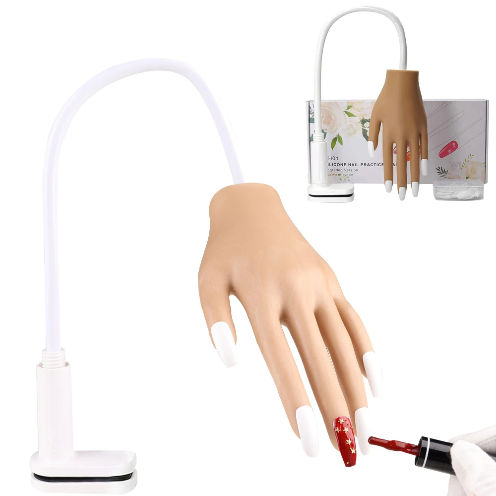 

Practice Hand Model with Stand For Nail Art Fingers Can be Bent and Adjusted Nail Art Practice Hand Holder Manicure Tools