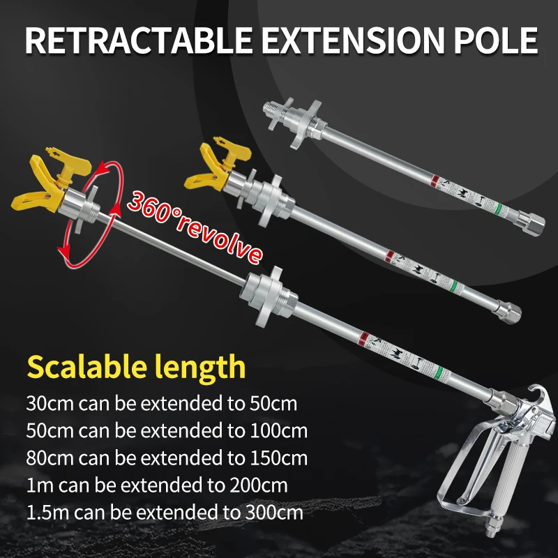 Telescopic Extension Pole 50/100CM For Airless Sprayer With Gun - Adjustable Lightweight Painting Tool For Wall/Ceiling Paint