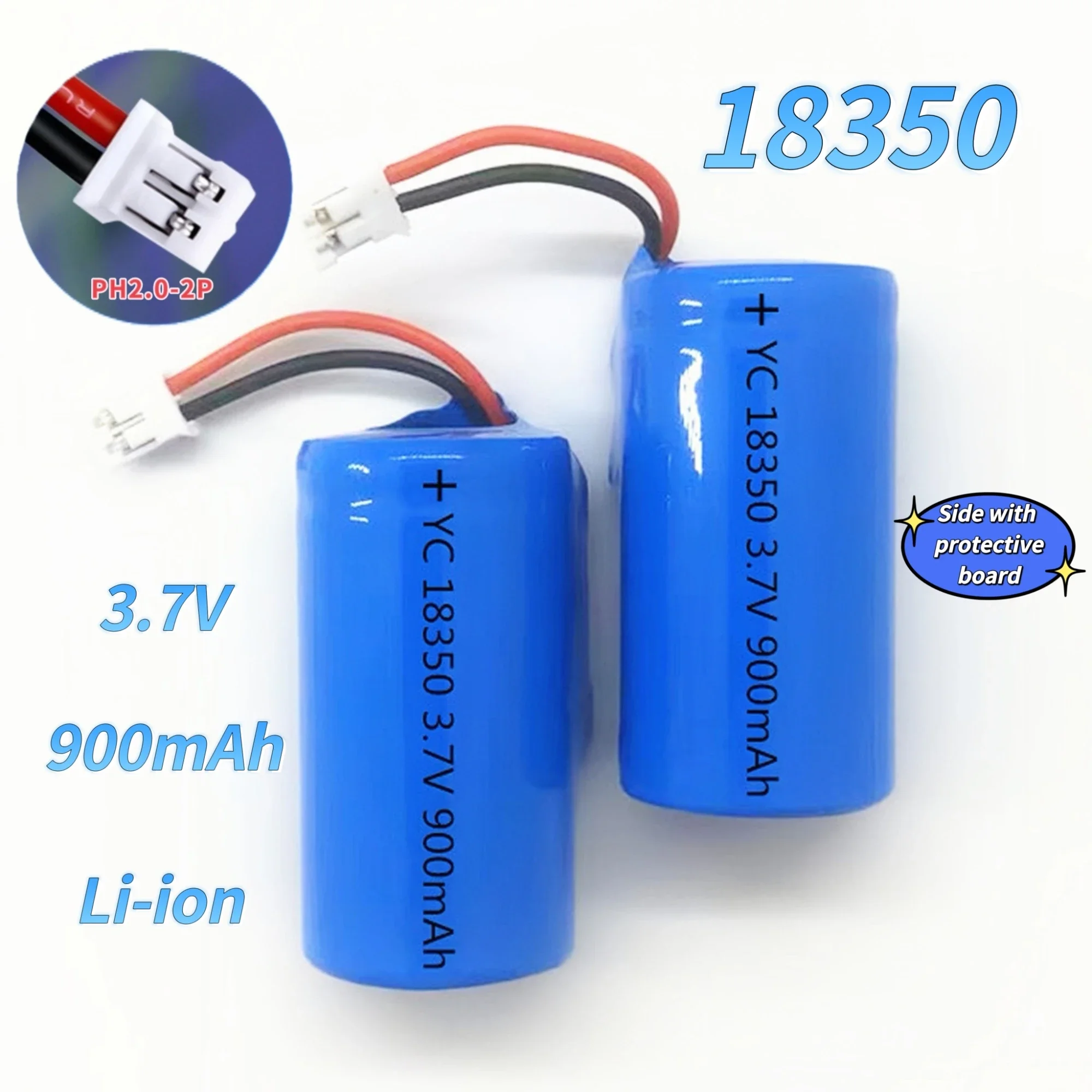 18350 Rechargeable Lithium Battery 3.7V 900mAh with Plug for Flashlight Rechargeable Headlamp Camera Vape Juicer Mite Remover