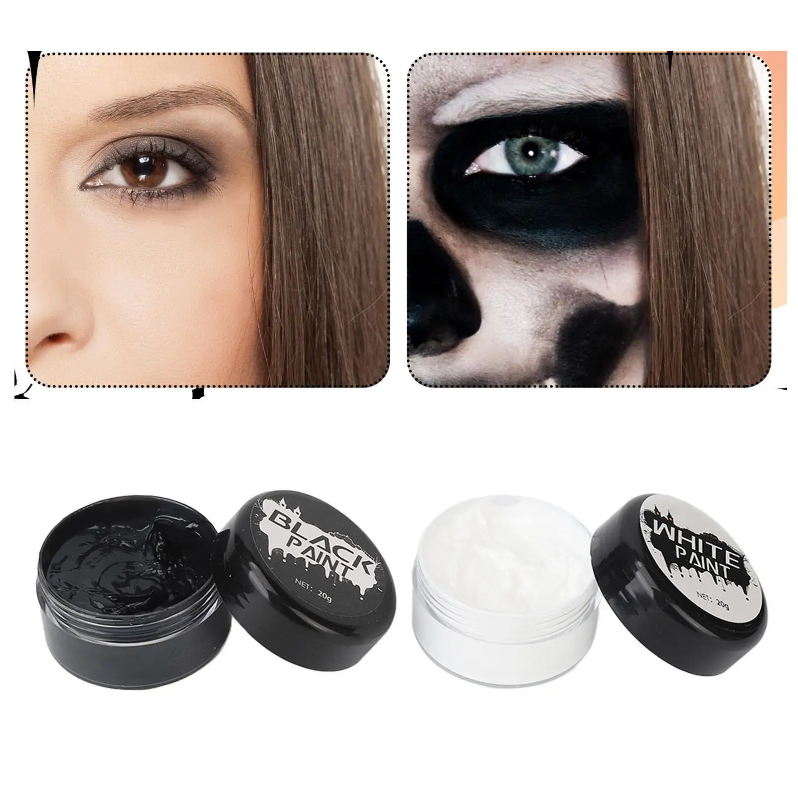 Kit de pintura facial segura y duradera de alta calidad para festivales y eventos Colores vibrantes no irritantes Blanco negro para maquillaje