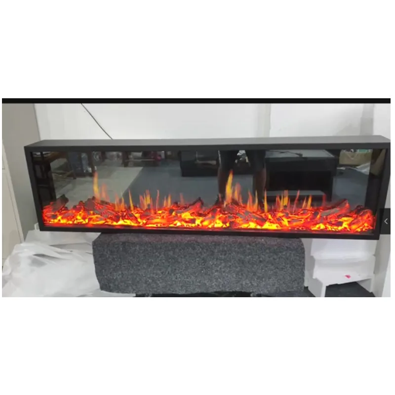 3D Electric Fireplace With Simulated Crackling Sound New Designed LCD Fire Place Insert Installation Remote Control