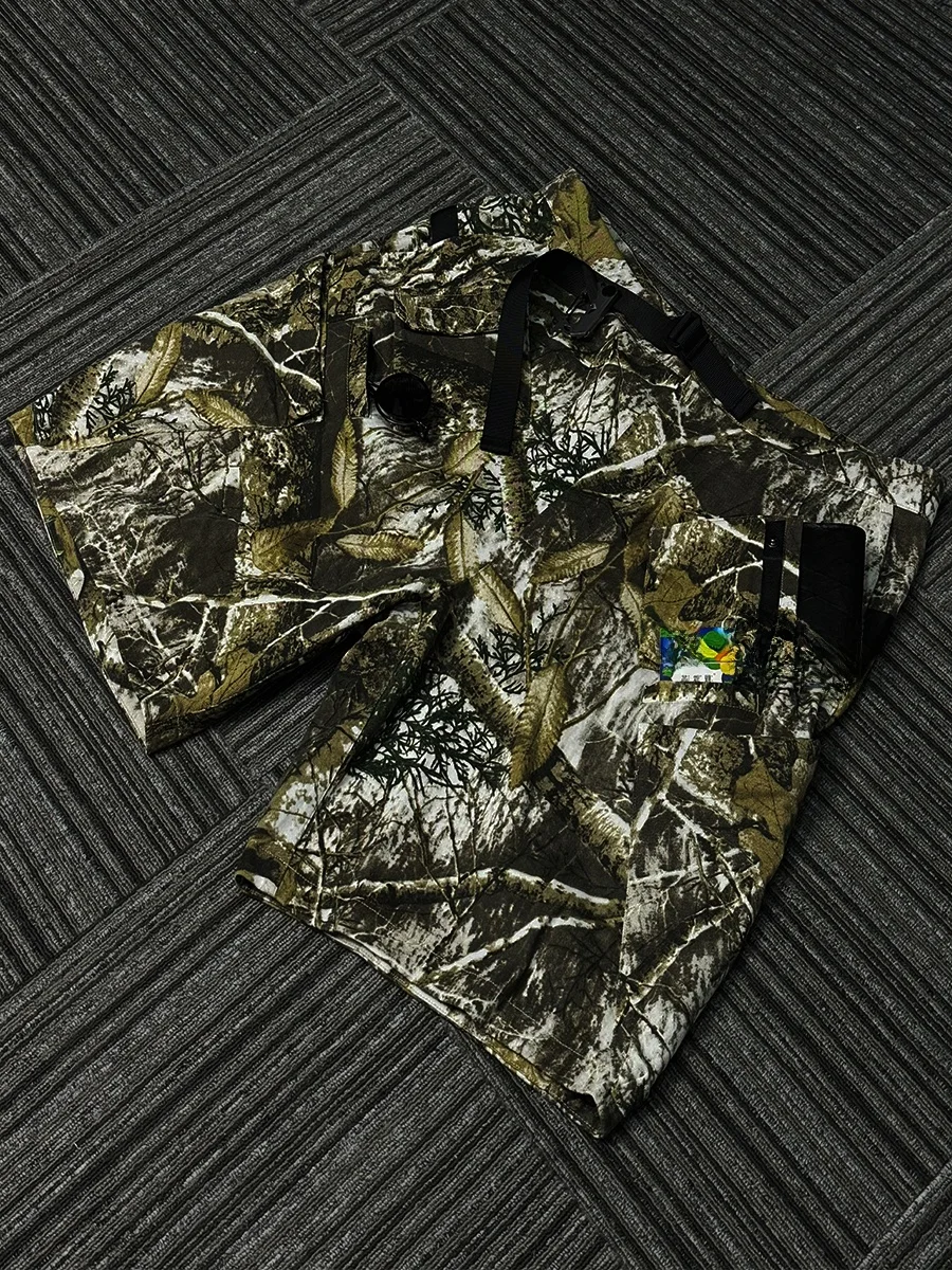 

Рабочая одежда из чистого хлопка с камуфляжным тигровым принтом, повседневные брюки с несколькими карманами и рисунком ветки, свободная молодежная летняя одежда