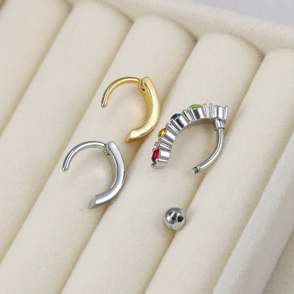 2PCS Surgical Steel Clicker Belly Button Ring for Women CZ Heart Butterfly Simple Reverse Navel Rings Body Piercing Jewelry