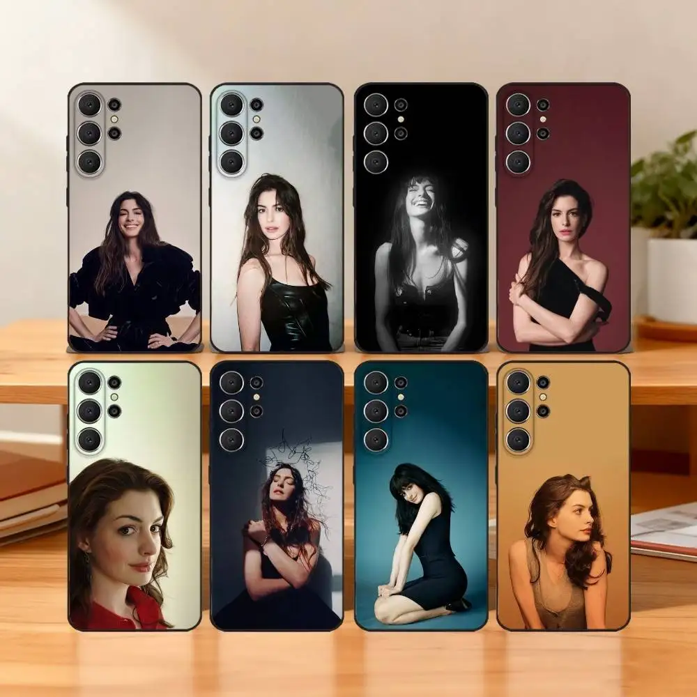 

Actor A-Anne Jacqueline H-Hathaway Phone Case For Samsung S25,24,23,22,30,21,10,9,Ultra,Plus,Lite,FE Soft Black Case