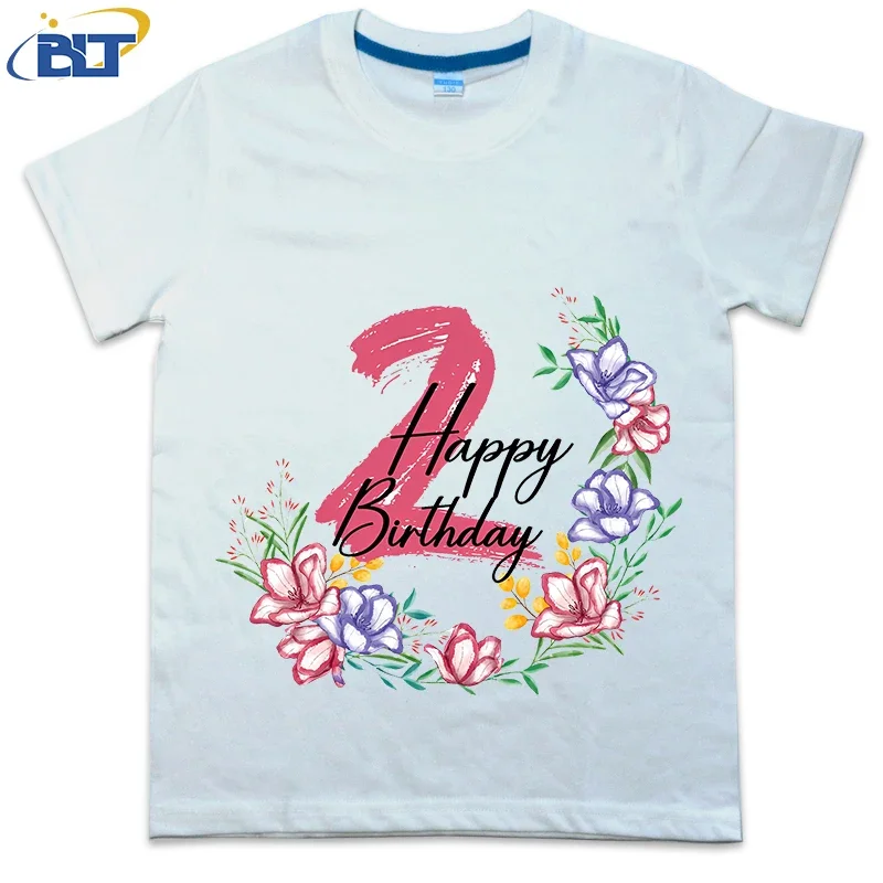 

Happy Birthday 2 Year Old kids birthday T-shirt summer cotton short-sleeved children's gift