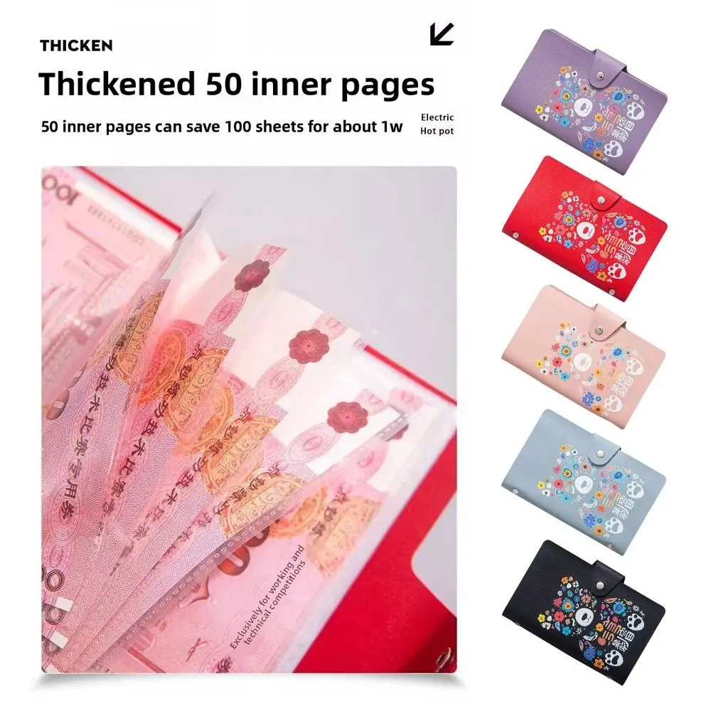 Holen Sie sich reich an der Nacht, Geldspar-Herausforderungsordner, wohlhabender Bär, 100 Umschläge, Geldumschläge, wiederverwendbares PU-Material