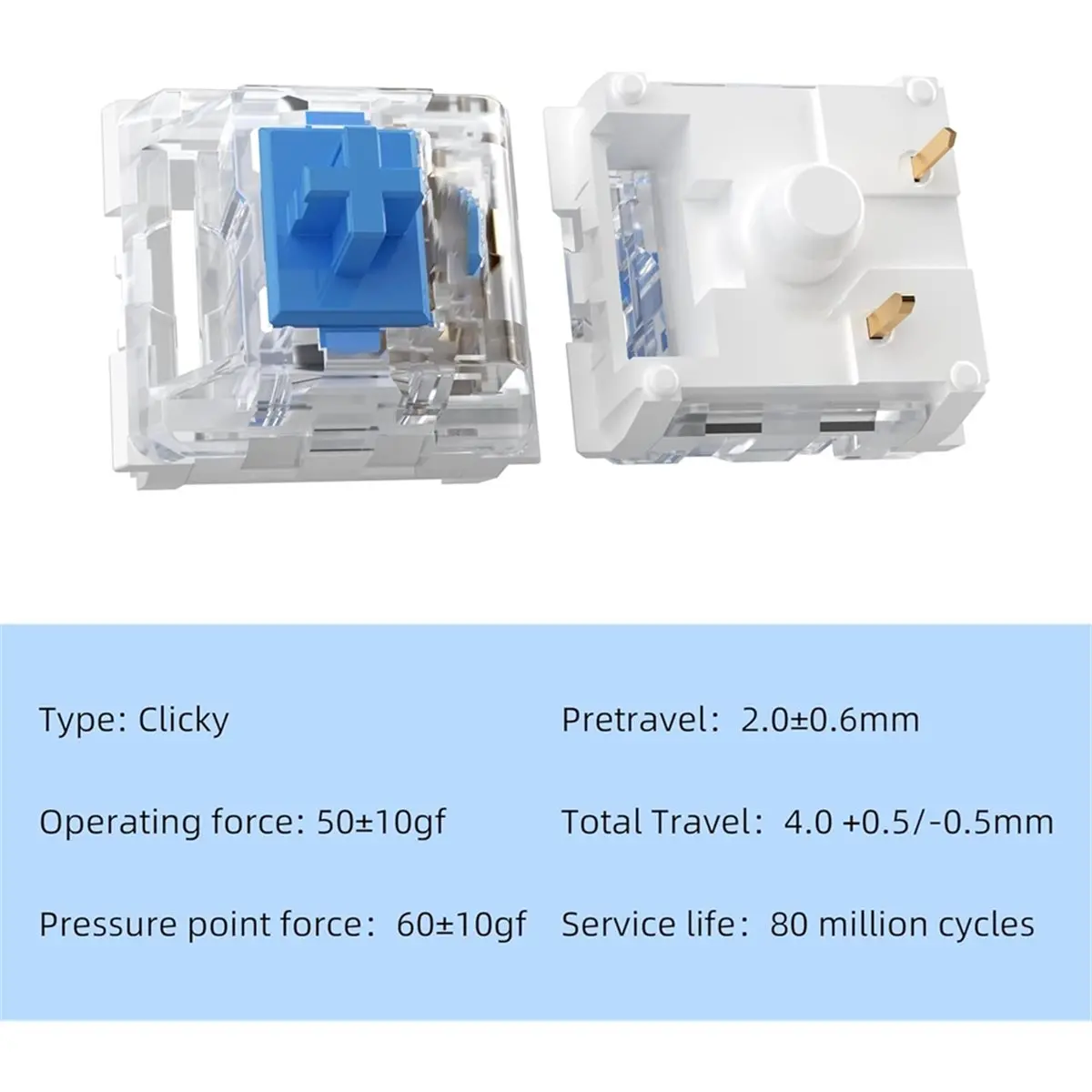 Cmpt And Acce Store Offer PC Accessories 50Pcs Blue Dustproof Mechanical Keyboard Switches Clicky Tactile
