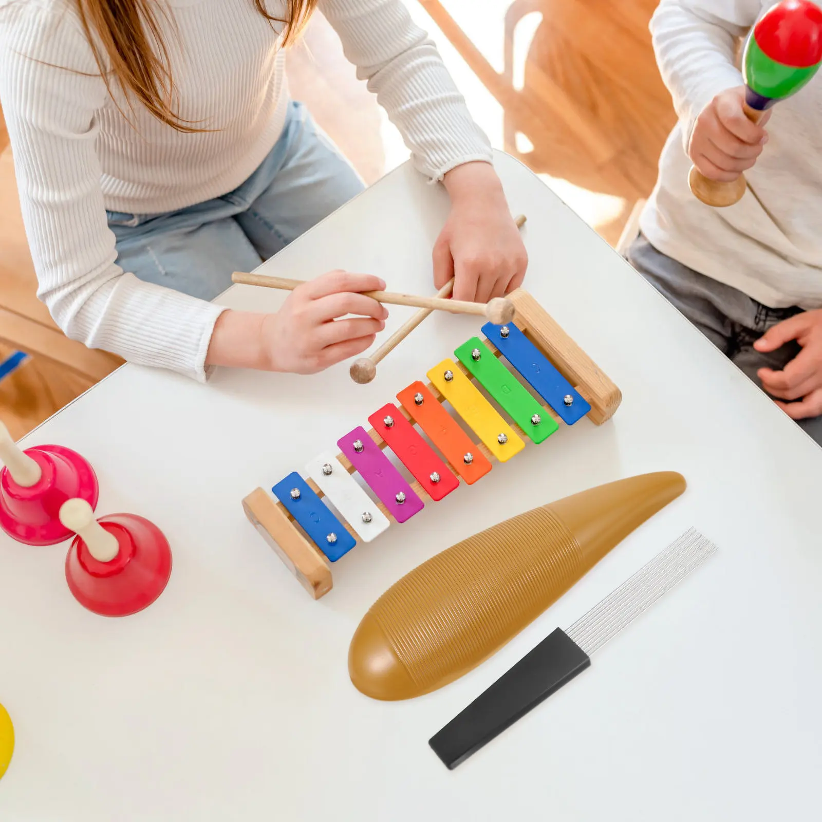 1Set Small Size Guiro Musical Instrument for Beautiful Simple Color Design Develops Listening Cognition Skills Portable