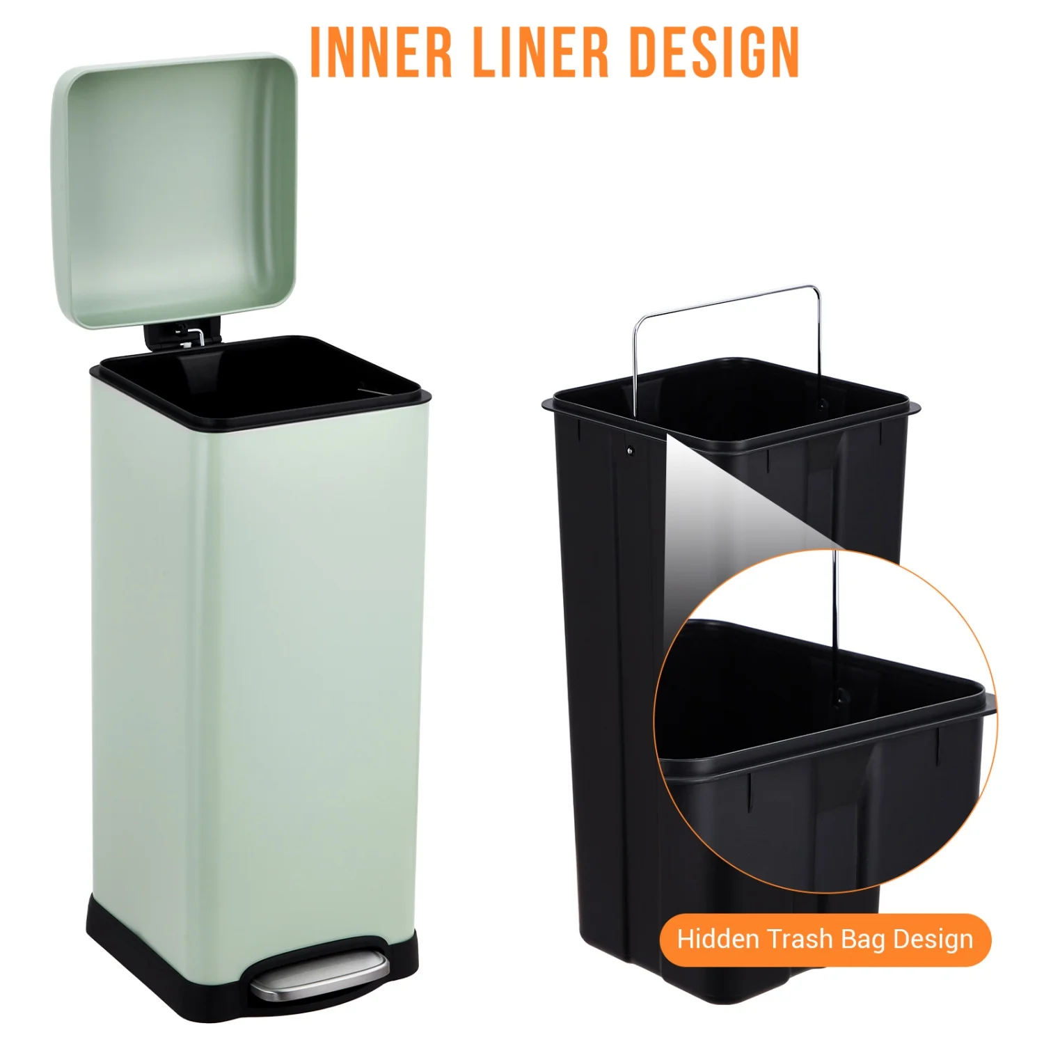 30L 30L (8 Gallon) Stainless Steel Step Trash Can, Fingerprint Resistant with Soft Close Lid, Hands-Free Foot Pedal Garbage Bin with Removable Inner Bucket for Kitchen Office Bathroom Bedroom - Aliexpress Deal