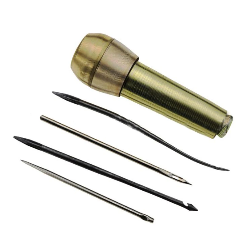 1 Set Handmade Cone Needle Canvas Leather Tent Shoes Sewing Awl Taper Repairing Tool Sets Hand Stitching Leathercraft Needle Kit