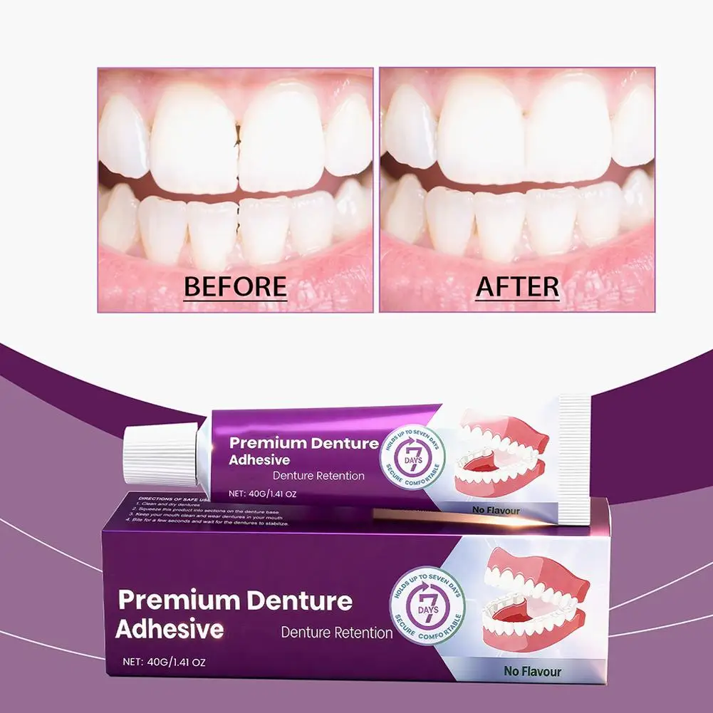 

40g Denture Adhesive Cream Firmly Fix Dentures Long-lasting Stable Effect Not Loosen Easily Relieve Gum Pain Irritatio 2025 new