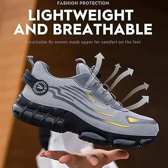 Rotary Button New Safety Shoes for Men Anti-impact and Anti-piercing Work Shoes Fashionable Men's Sports Shoes and Safety Pro