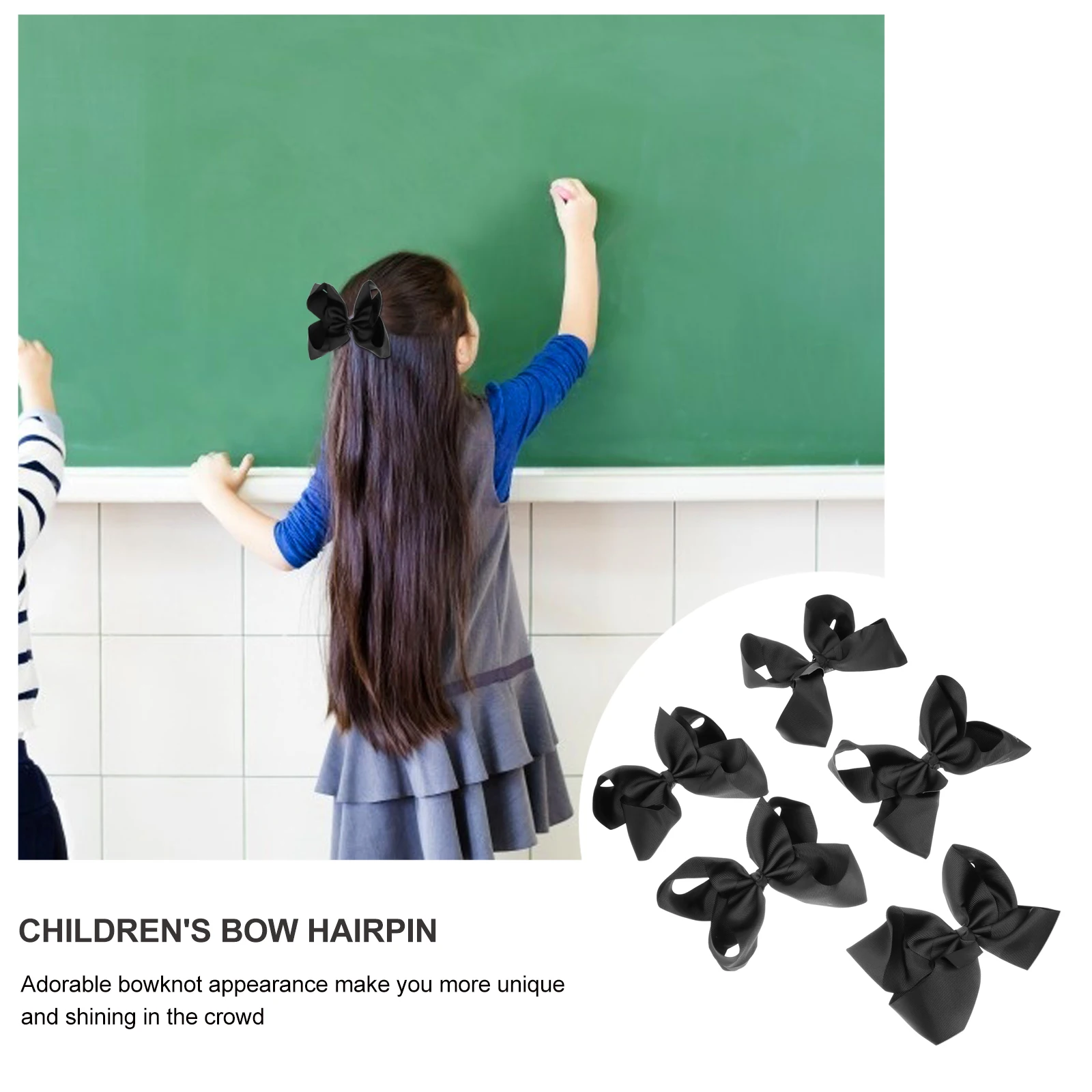 

5 Pcs Mini Bow Hairpin Volumizing Clips Polyester Ribbed Belt Black Delicate Kids Hair Clip Birthday Baby Shower Christmas Gift